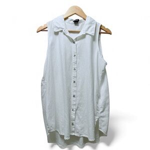 SPLENDID | White Linen Blend Sleeveless Button-Down Top | Size Medium